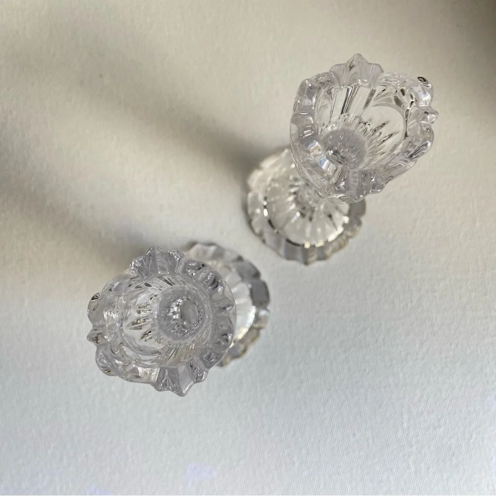 Oneida Crystal Augustina clear fluted candlesticks candle holders for tapers